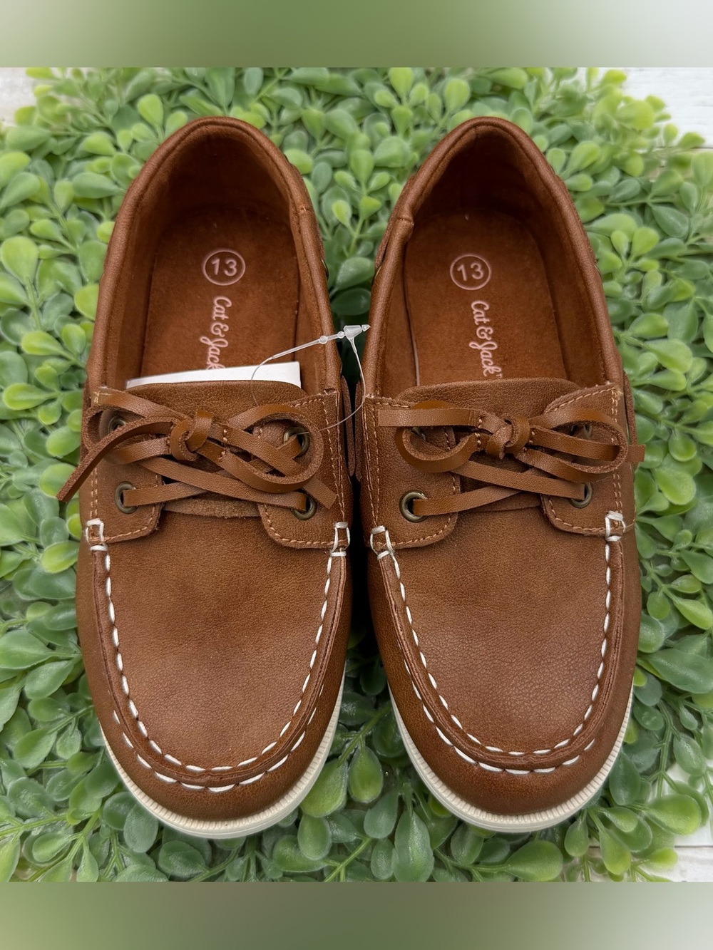 Cat & Jack Boys Boat Shoes Size 13 Brown NWOT